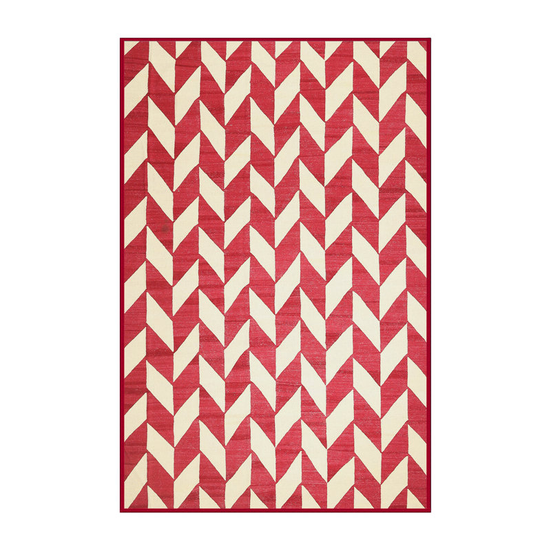 Tapis contemporain rouge, Rectangle 2 pi x 5 pi