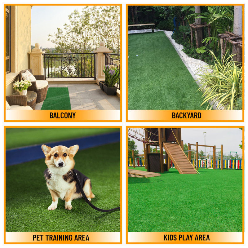 Green Waterproof Artificial Grass Turf Rug for Indoor/Outdoor Use