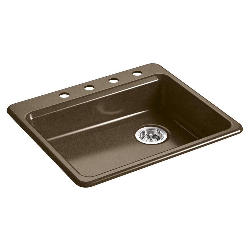 Évier de cuisine à montage sur plan L 25 po x l 22 po Riverby, Noir / brun clair