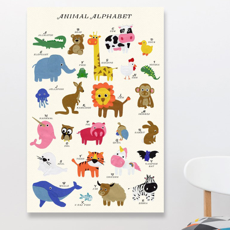 Art sur toile, Alphabet, H 24 po x l 16 po