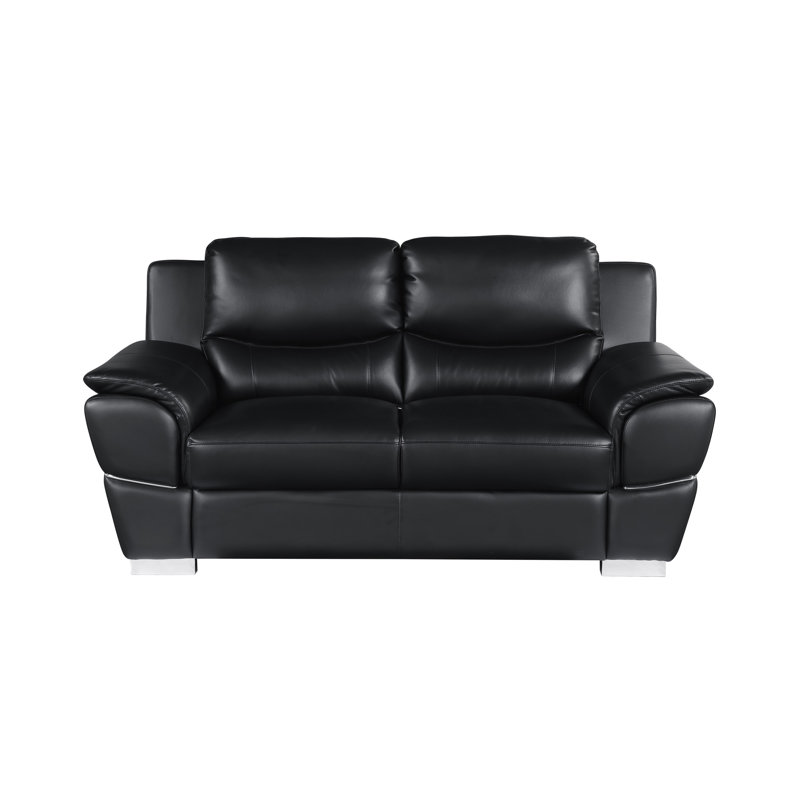 Causeuse en cuir véritable, Noir