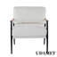 Chaise d'appoint moderne 27,56 po avec coussins moelleux, structure en métal minimaliste et accoudoirs en bois-1385167464