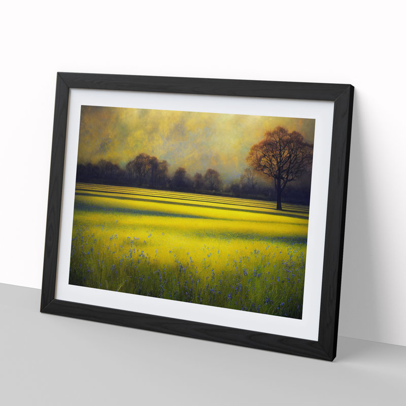 Luscious Bluebell Field - Single Picture Frame Print, 46cm H x 64cm W, Black