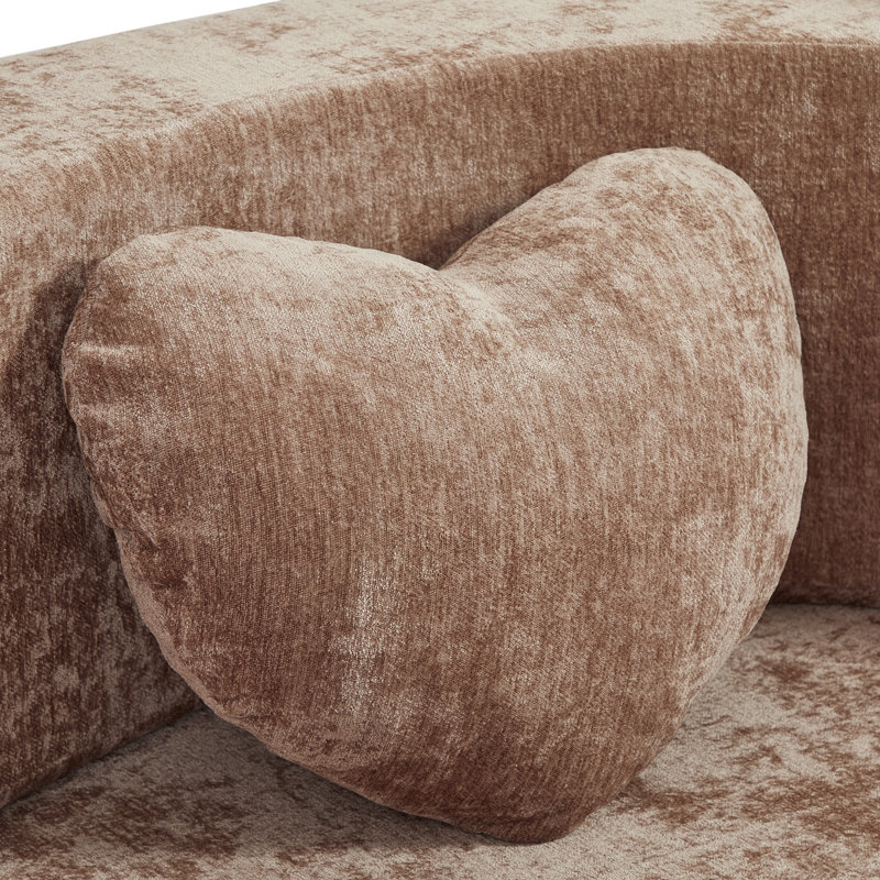 Canapé-lit en forme de cœur de 78,7 pouces avec coussins, aucun assemblage requis, Taupe chaleureux