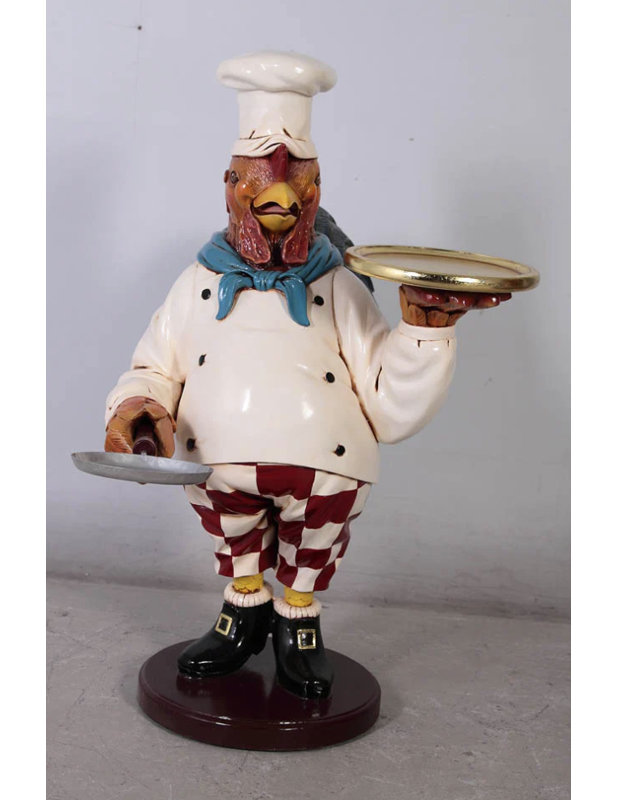 Small Rooster Cook Butler Statue