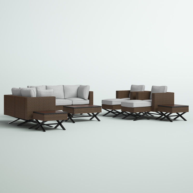 Boydston Wicker 7 - Person Patio Conversation Set with Cushions