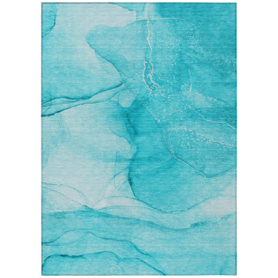 Tapis extérieur lavable antidérapant 3 pi x 5 pi bleu sarcelle