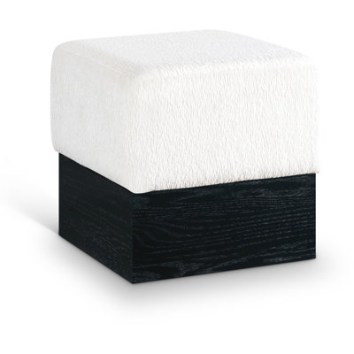 Madelen Velour Fur Fabric Ottoman/Stool