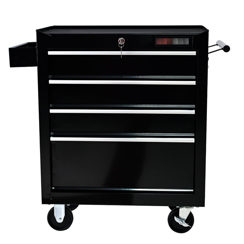 Chariot de rangement robuste à 4 roulettes avec serrure - Solution d'organisation de garage pour outils