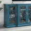 Buffet bleu sarcelle, console de télévision 63 po avec grand meuble de rangement