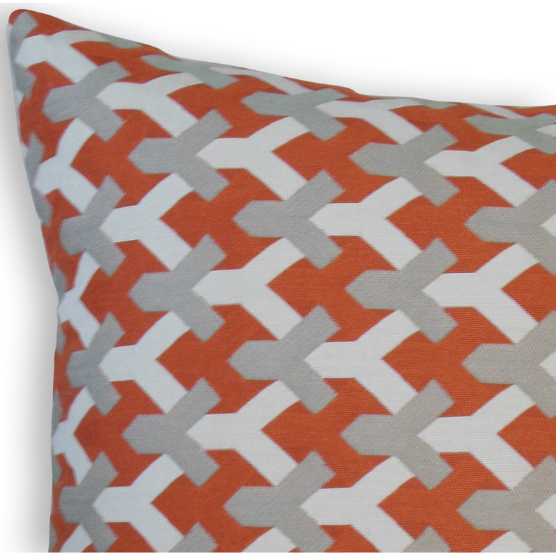 Oliwer Geometric Reversible Throw Pillow, 22" x 22", Persimmon