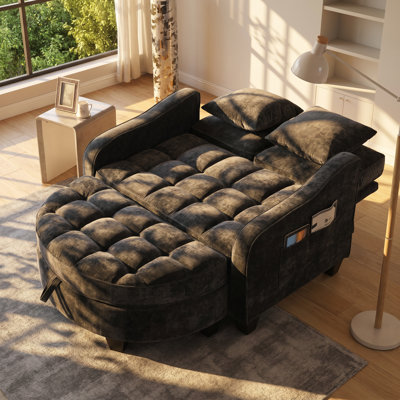 Canapé-lit à 2 places en velours côtelé Ailuridae l 42,68 po x P 54,88 po x H 36,6 po