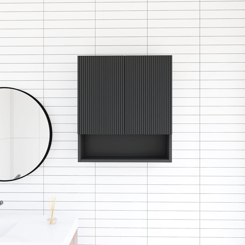26 In. W X 8 In. D X 30 In. H Black Linen Cabinet
