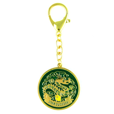 Feng Shui Import 2'' W Gold/Green Key Chain
