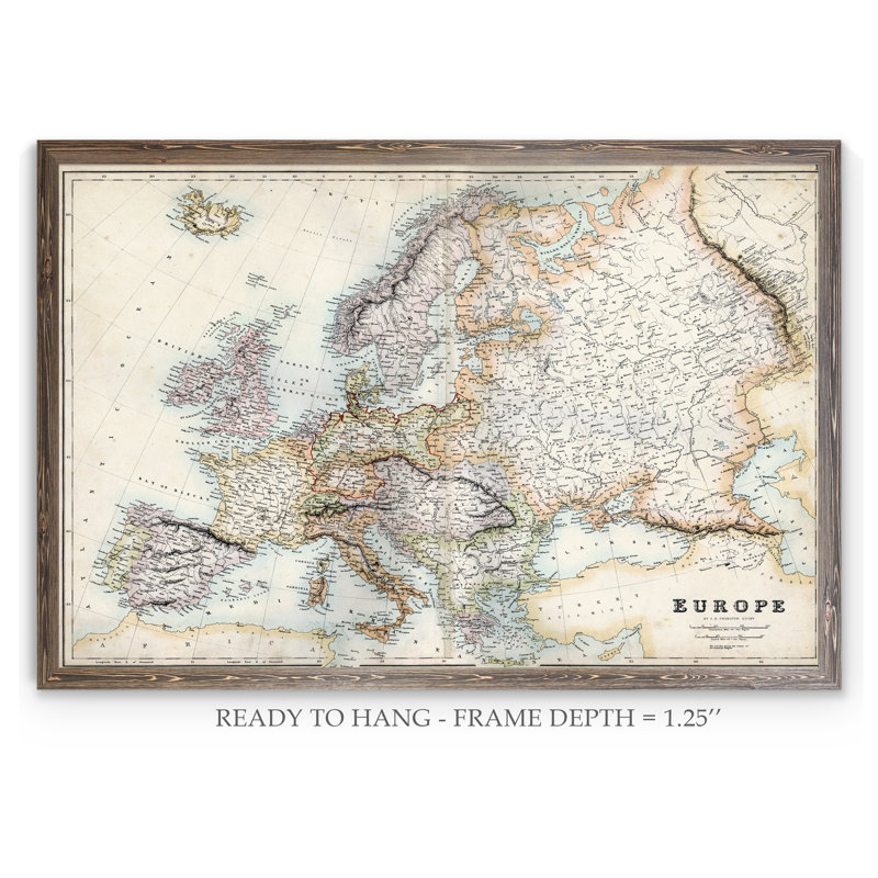 « pastel map of europe » par paul cezanne-photo, reproduction d’art encadrée, H 22 po x l 30 po x P 1,25 po, Pas de tapis