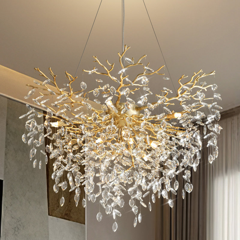 Lustre en cristal Paree Luxury, H 27,56 po x l 31,5 po x P 31,5 po, Doré