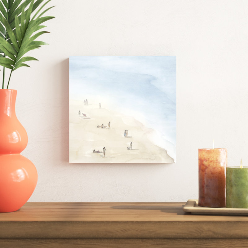 «Beach Goers II» par Grace Popp - peinture sur toile tendue, H 12 po x l 12 po