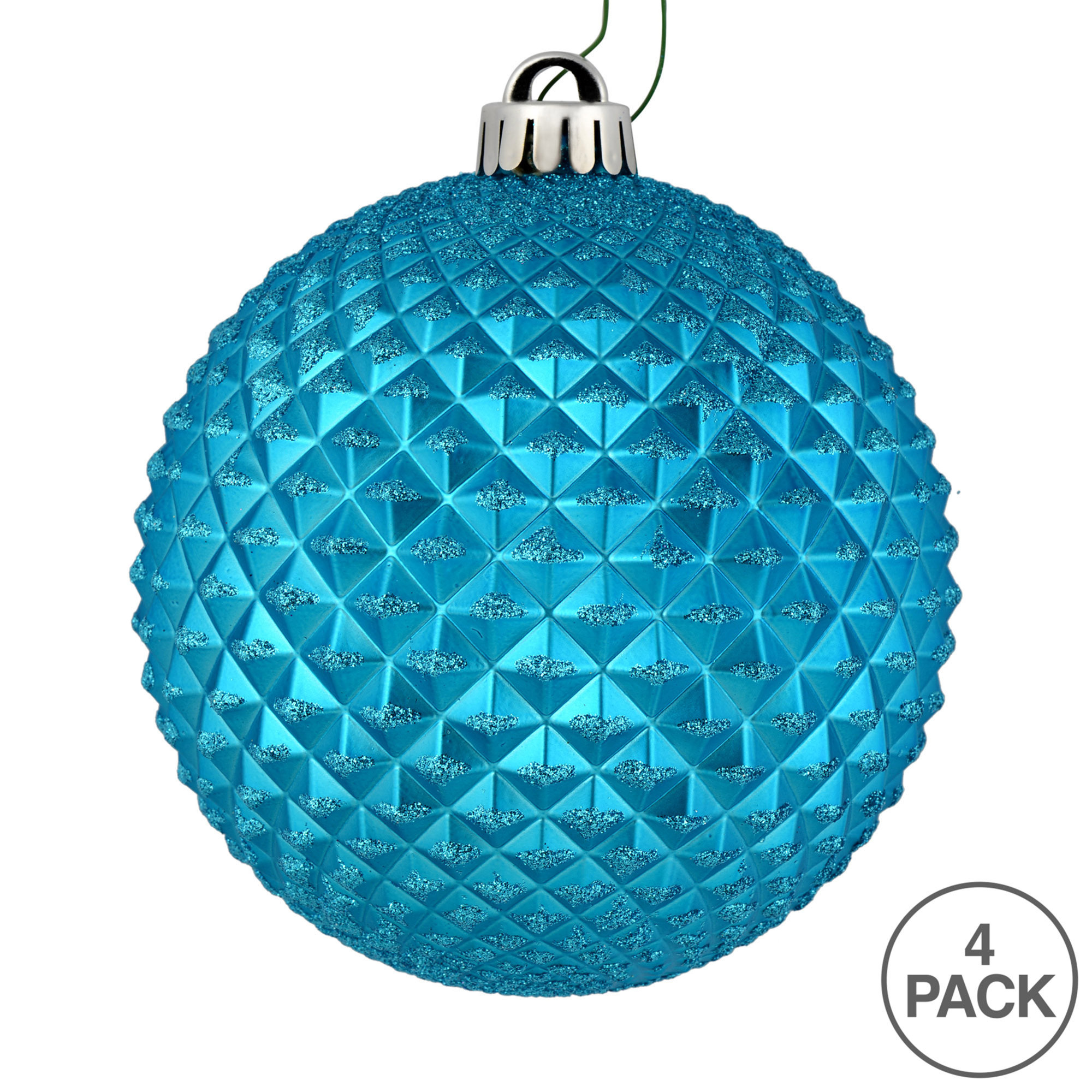Durian Glitter Ball Ornament, Turquoise