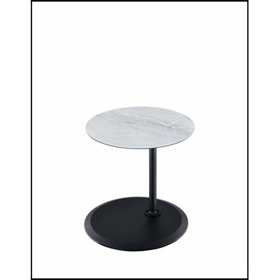 Table de bout de 15,5 pouces de large avec plateau texturé en marbre gris réglable en hauteur, parfait pour un décor moderne et polyvalent.