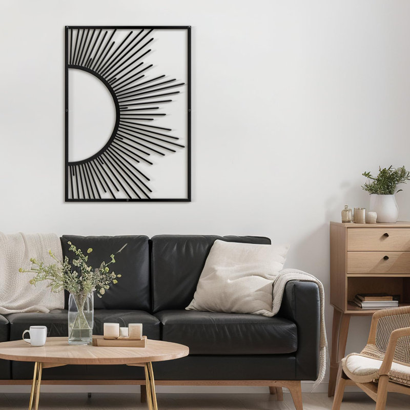 Décoration murale décorative abstraite murale en métal, H 18 po x l 12,86 po x P 0,05 po, Noir