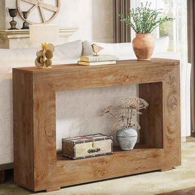 Console de style campagnard de 47 pouces avec rangement, table d'entrée rustique pour vestibule, salon ou vestibule, canapé d'appoint au fini bois naturel avec tablette ouverte, design industriel rétro