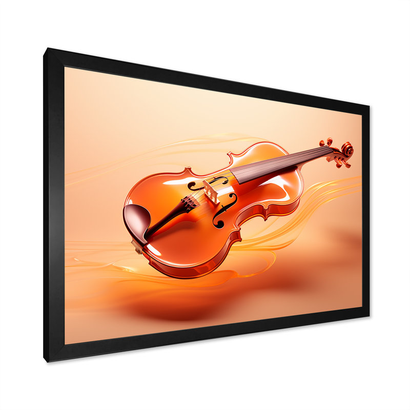 «Vibrant Violin Auburn Elegance IV», reproduction sur toile, Cadre simple noir, H 16 po x l 32 po x P 1 po