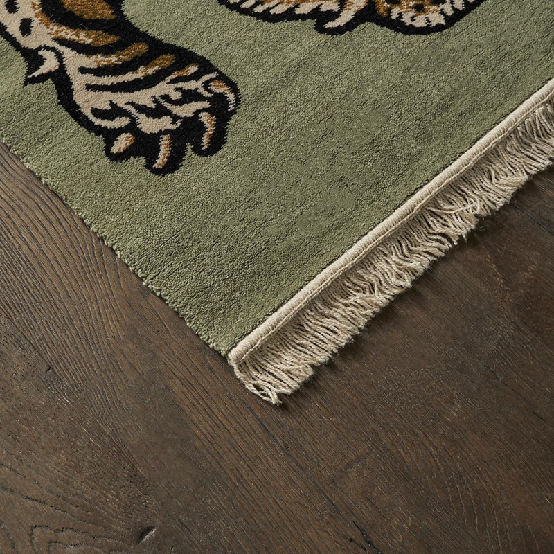 Saber Machine Woven Wool Area Rug in Sage/Khaki