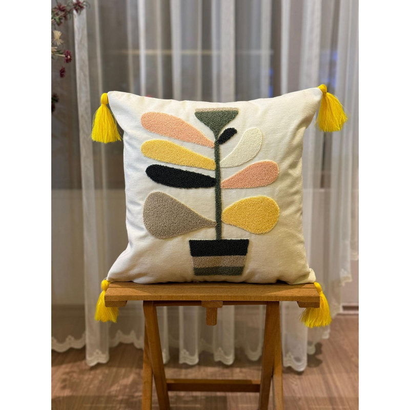 Davina Square Euro Cushion Cover, Green/Yellow, Plant