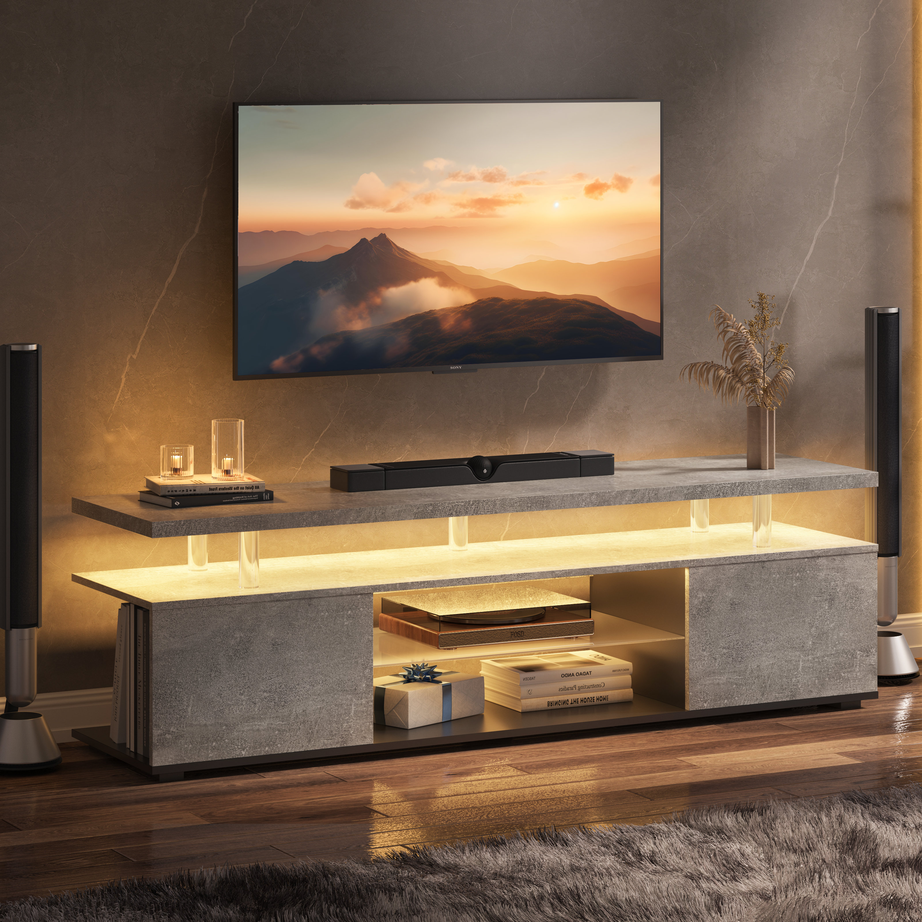 Wrought Studio™ Gupton TV Stand for 60 Inch TV LED Gaming Entertainment Center Media Storage Console Table with Large Side Cabinet for Living Room & Reviews | Wayfair