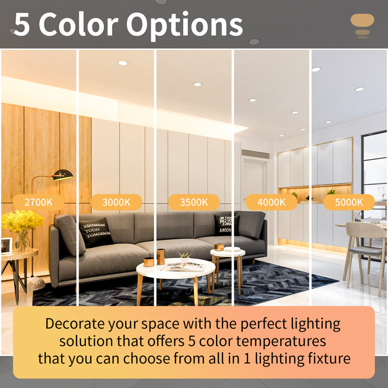 6" Led Recessed Lighting Kit Selectable Colour Temperature Dimmable Air-tight Ic Rated 12pk