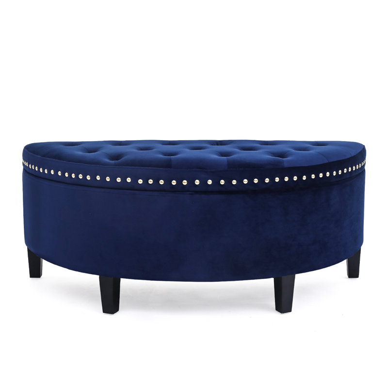 Roxann Upholstered Storage Bench, Royal Blue Velvet