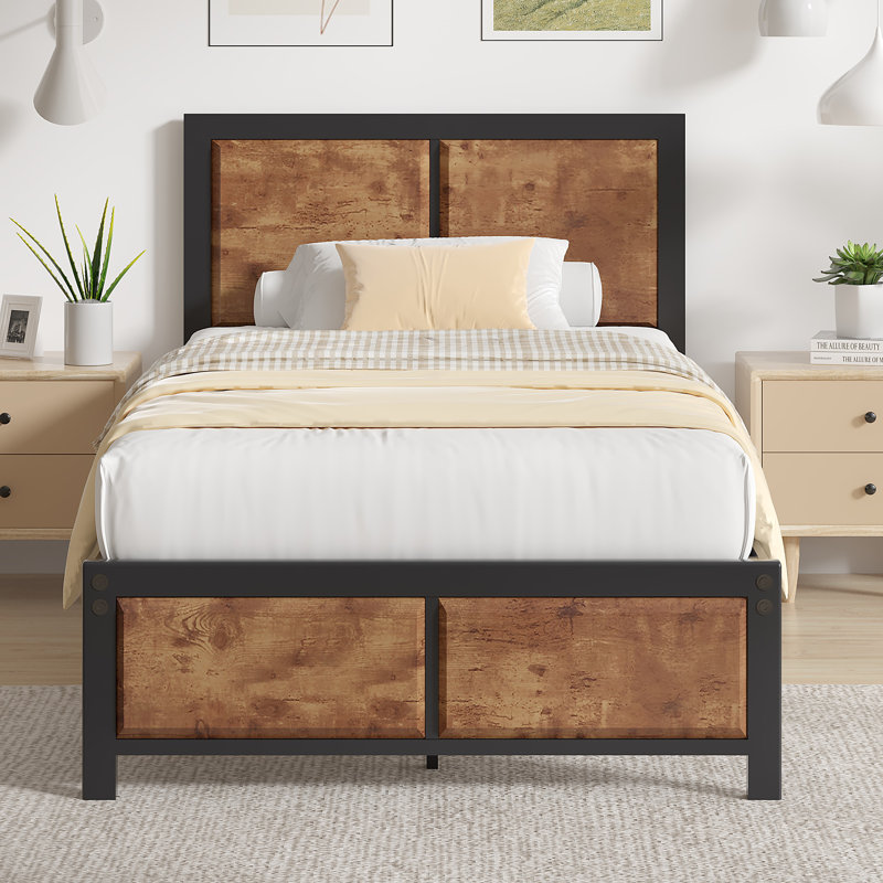 Twin Bed Frame, Single (3'), Rustic Brown