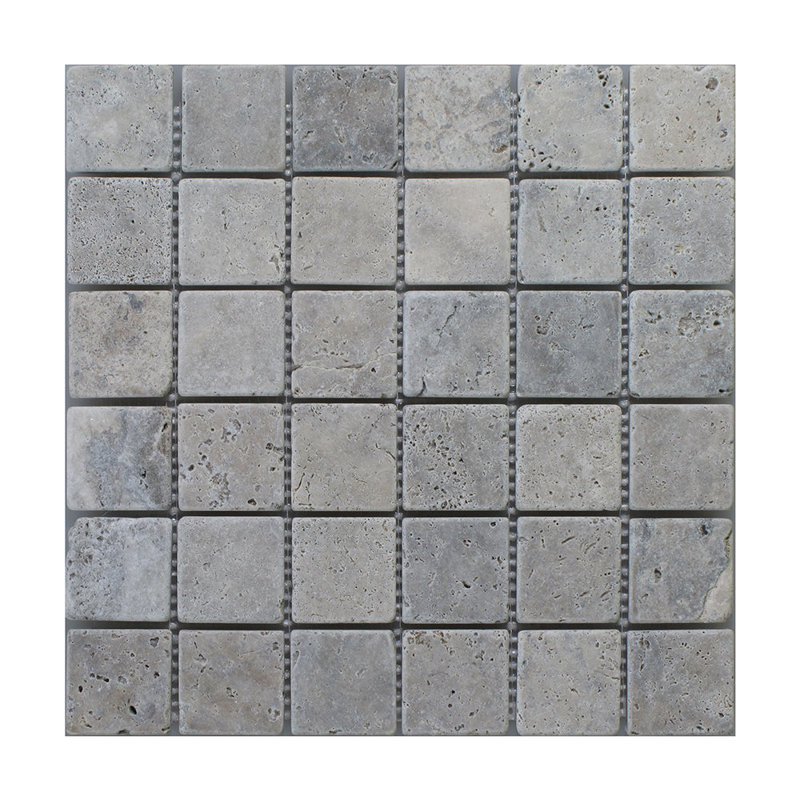 Titanium 2" X 2" Travertine Look Floor And Wall Mosaic