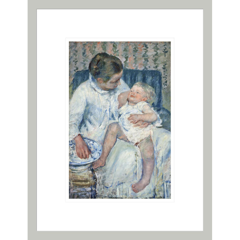 «Mother About to Wash Her Sleepy Child» par Mary Cassatt, impression giclée encadrée, H 16,75 po x l 12,87 po