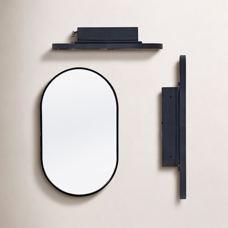Rosser 21'' W 34'' H Recessed Medicine Cabinet, Matte Black