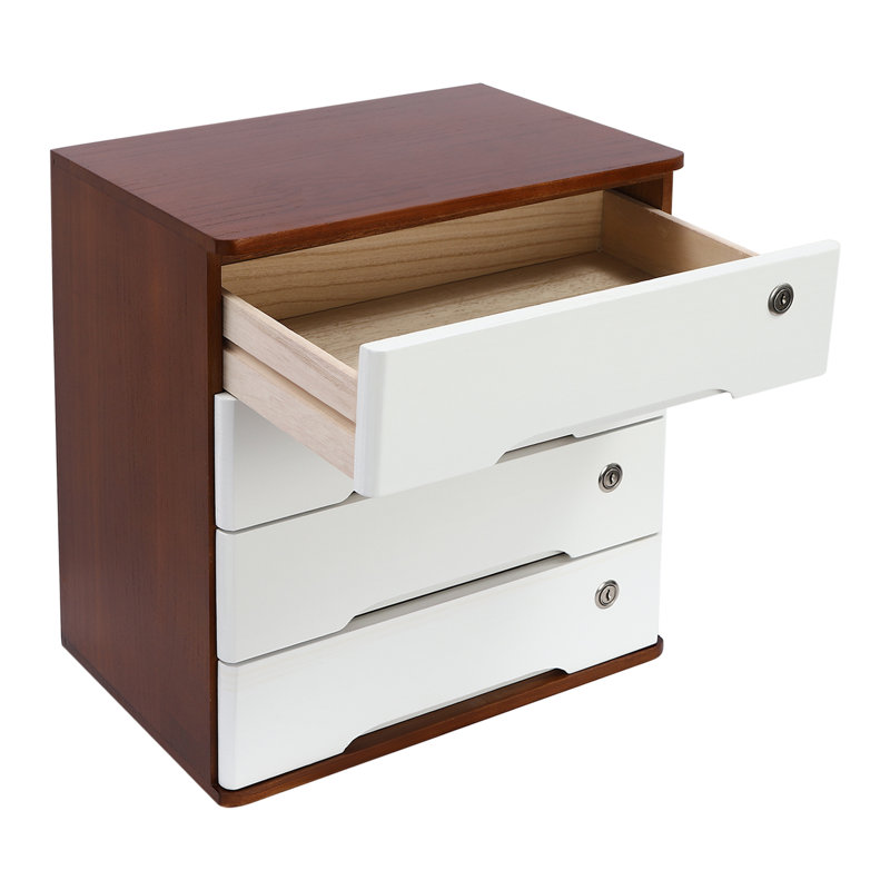 Organisateur de bureau avec tiroirs Kynston, Brun / blanc