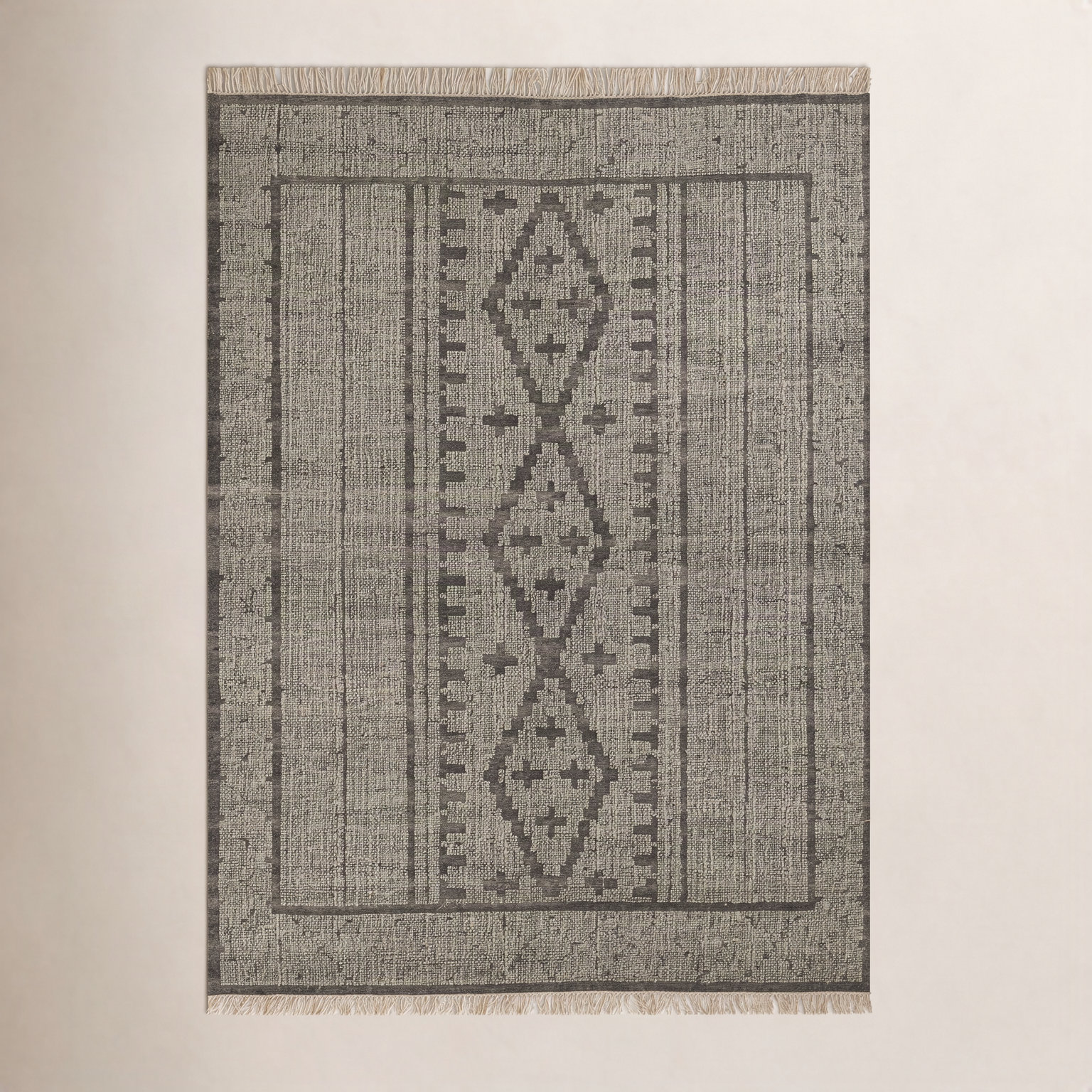 Messina Gray Brown Hand-Woven Wool Rug, Rectangle 2' x 3'