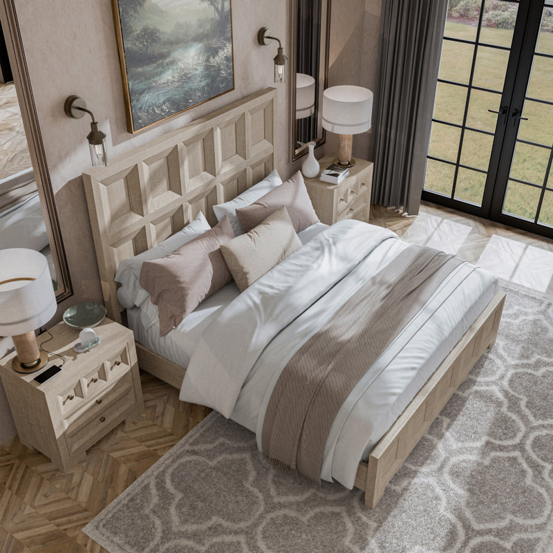 Ensemble de chambre à coucher 3 pièces Schell, Grand, Beige