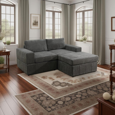 Neasa Microfiber 2-Seater Sofa With Ottoman by Ebern Designs