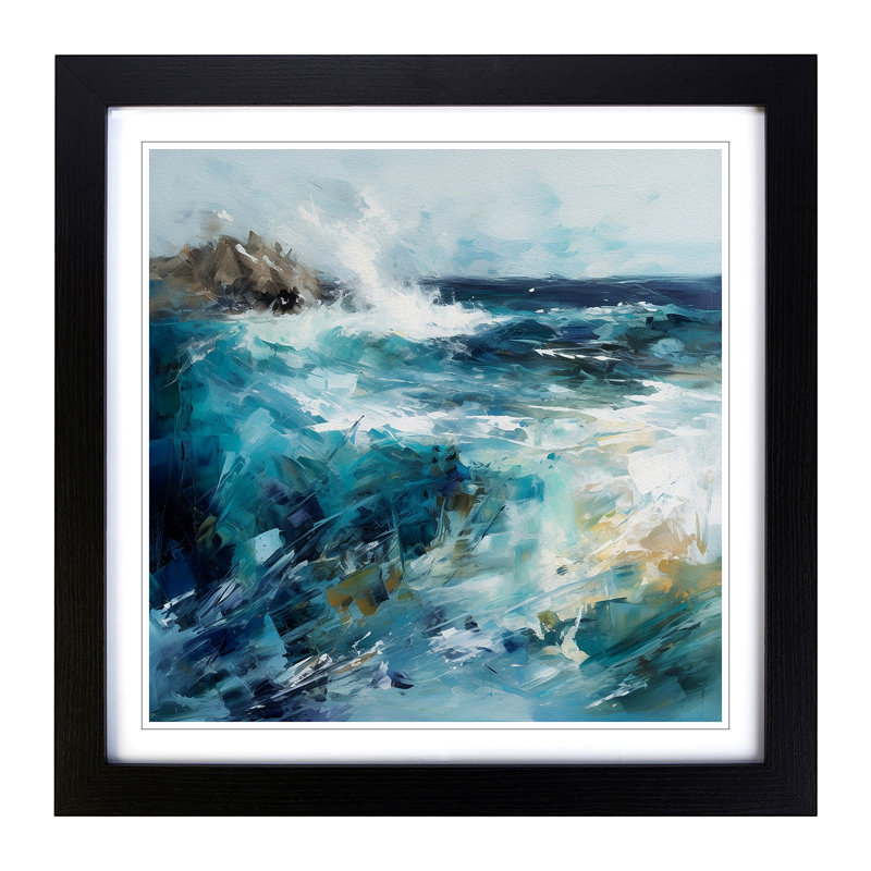 Ocean No.3 - Single Picture Frame Print on Wood, Black