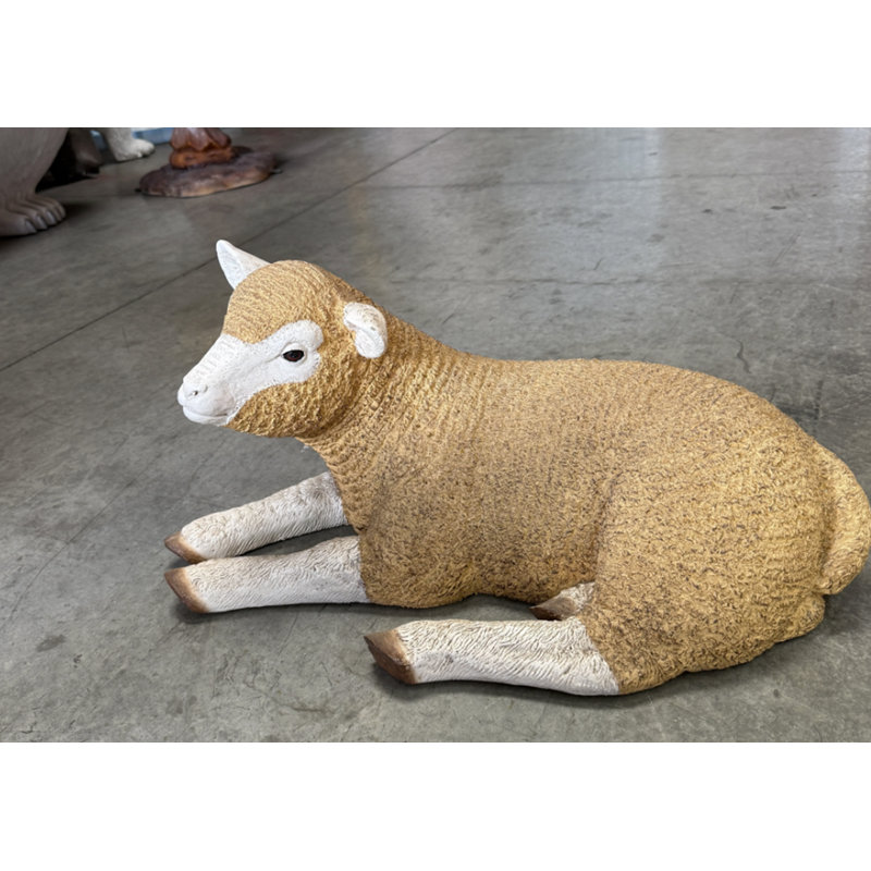 Laying Baby Merino Lamb Life Size Statue