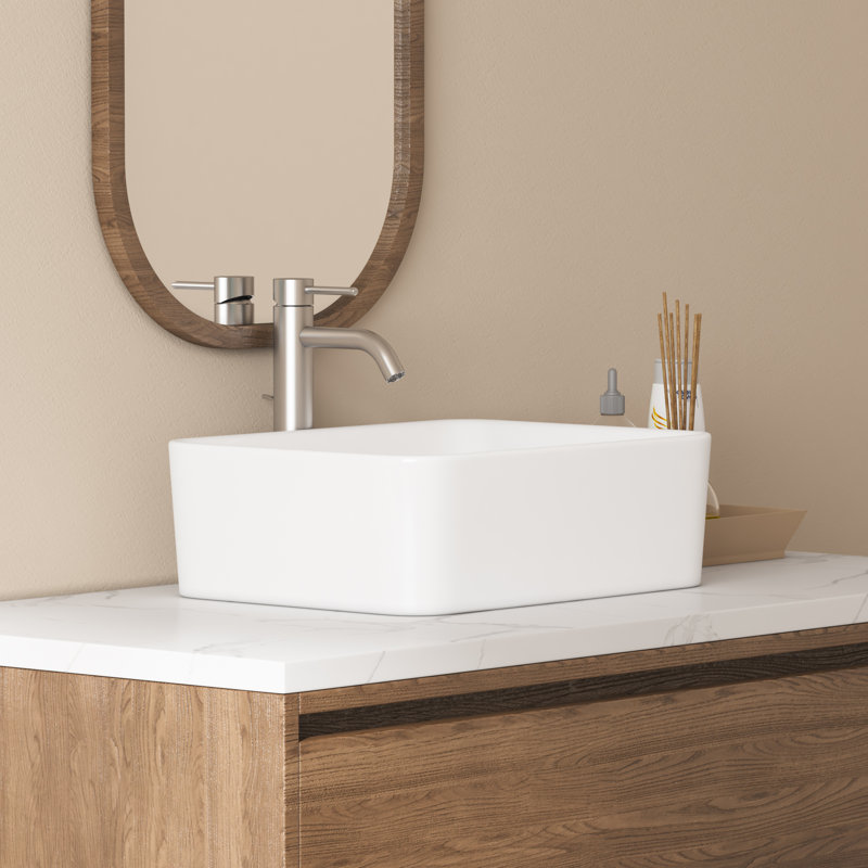 Denbigh 400mm x 300mm White  Rectangular Countertop Basin Bathroom Sink