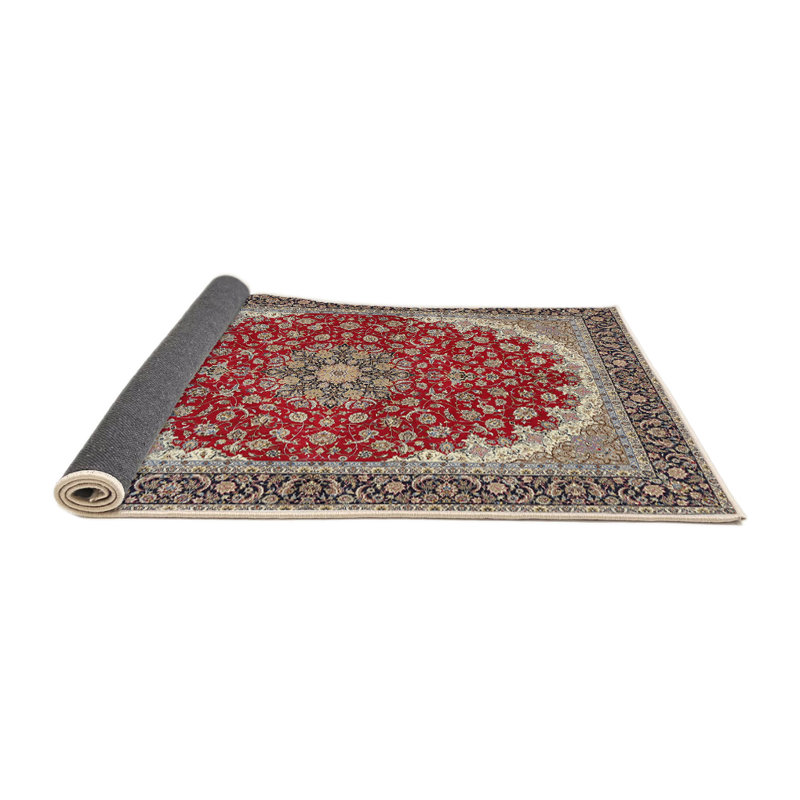 Tapis rouge/beige/gris traditionnel Malpha, Rond 5 pi