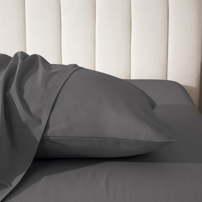 Taie d'oreiller 100% coton biologique percale, 2 taies d'oreiller standard, Gris