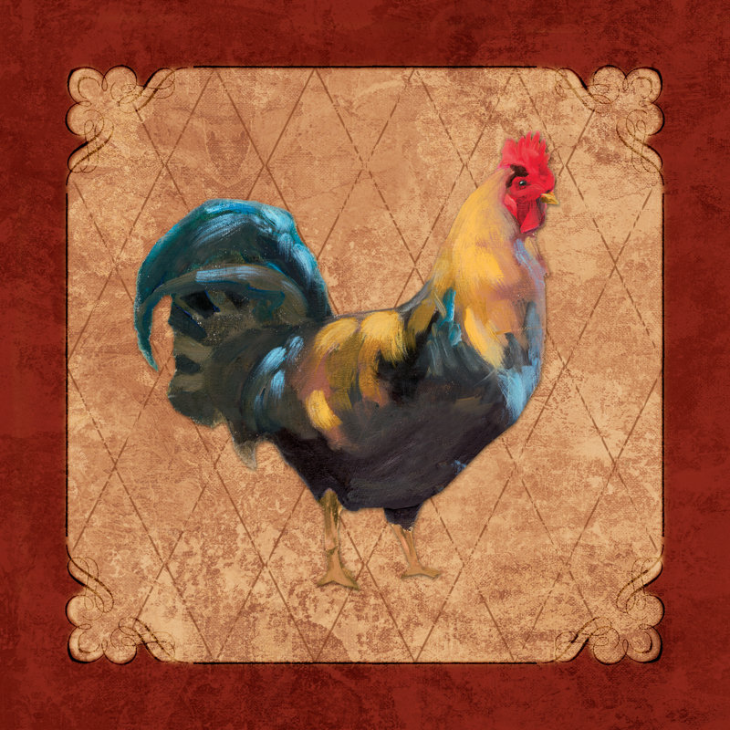Traditional Rooster 2 - Wrapped Canvas Print, 30cm H x 30cm W x 3.8cm D