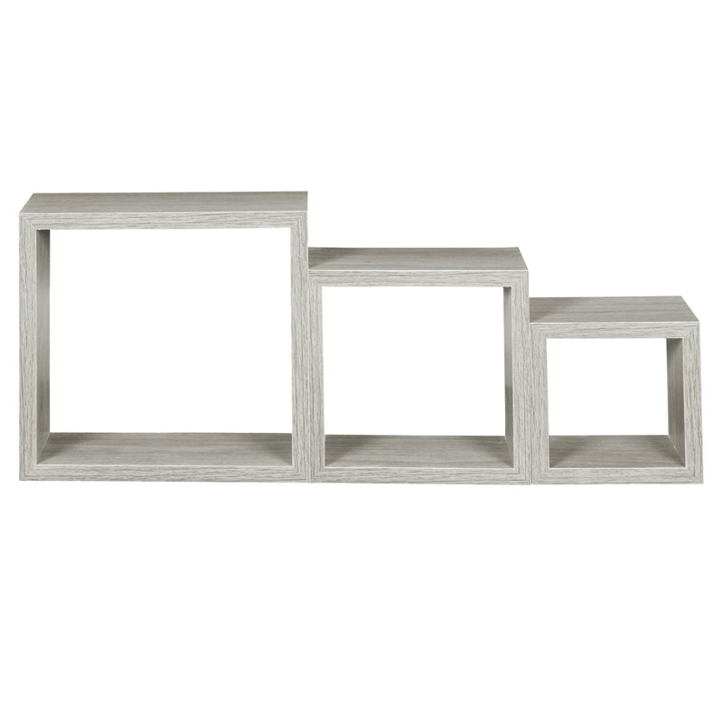 Neomah Soho Floating Wall Shelf Set, Weathered Gray