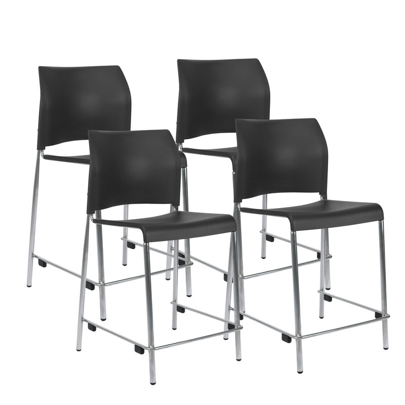 Jody Plastic Stack Stool, Bar Stool (30" Seat Height), Dark Black