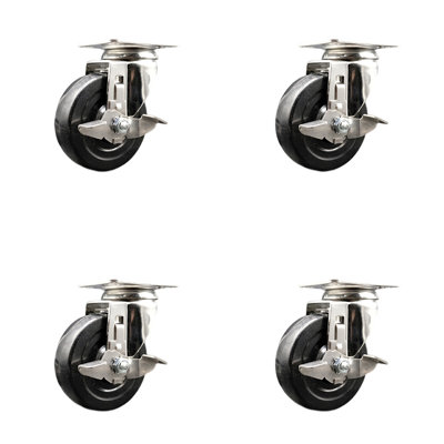Soft Rubber Swivel Caster with Brake