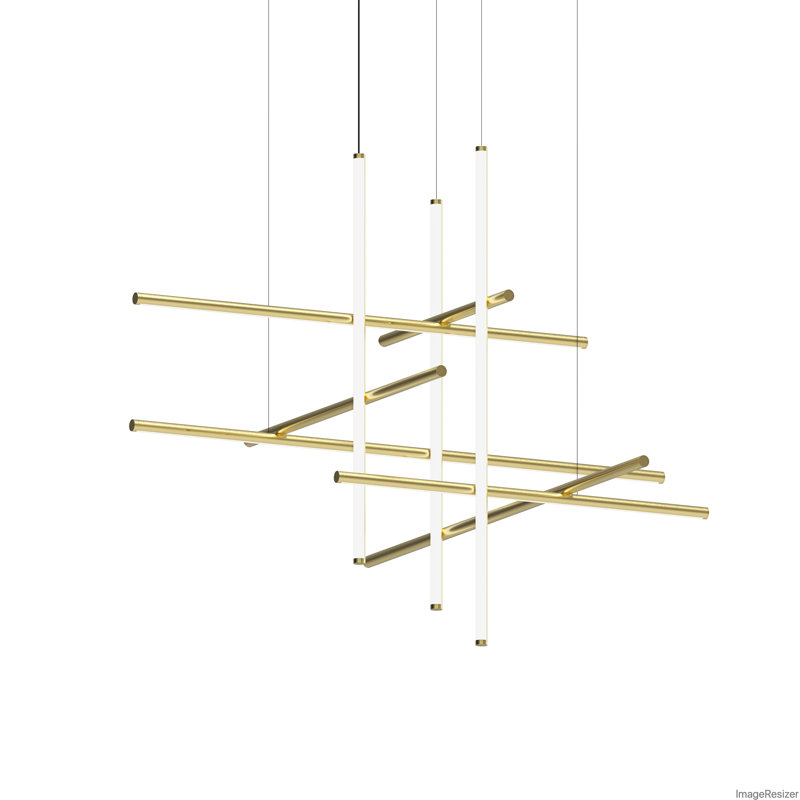 Labyrinth Dimmable LED Geometric Chandelier, Brass