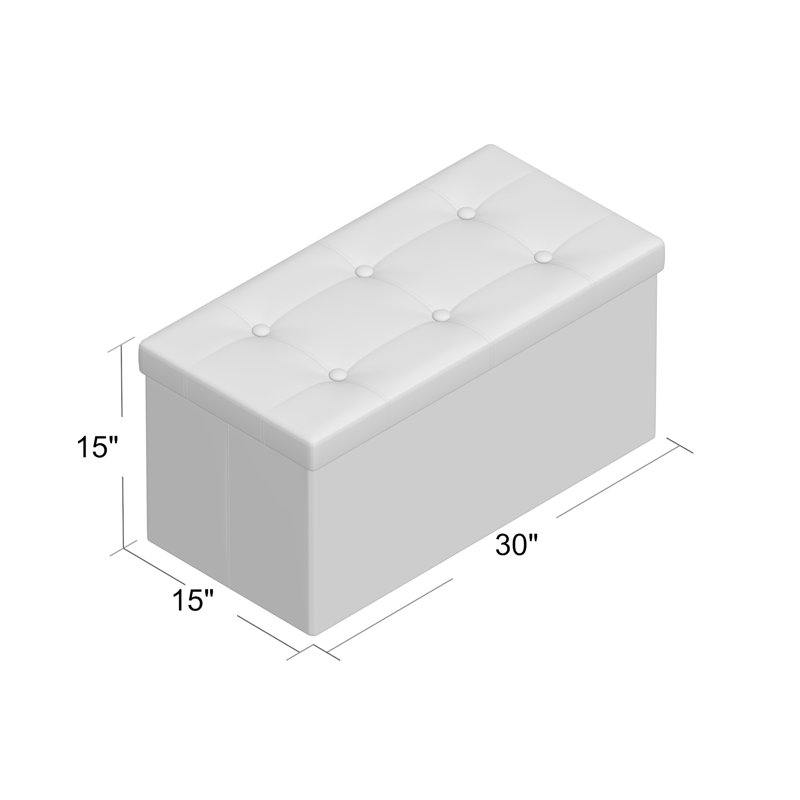 Repose-pieds de rangement rectangulaire en similicuir Carden, Similicuir noir